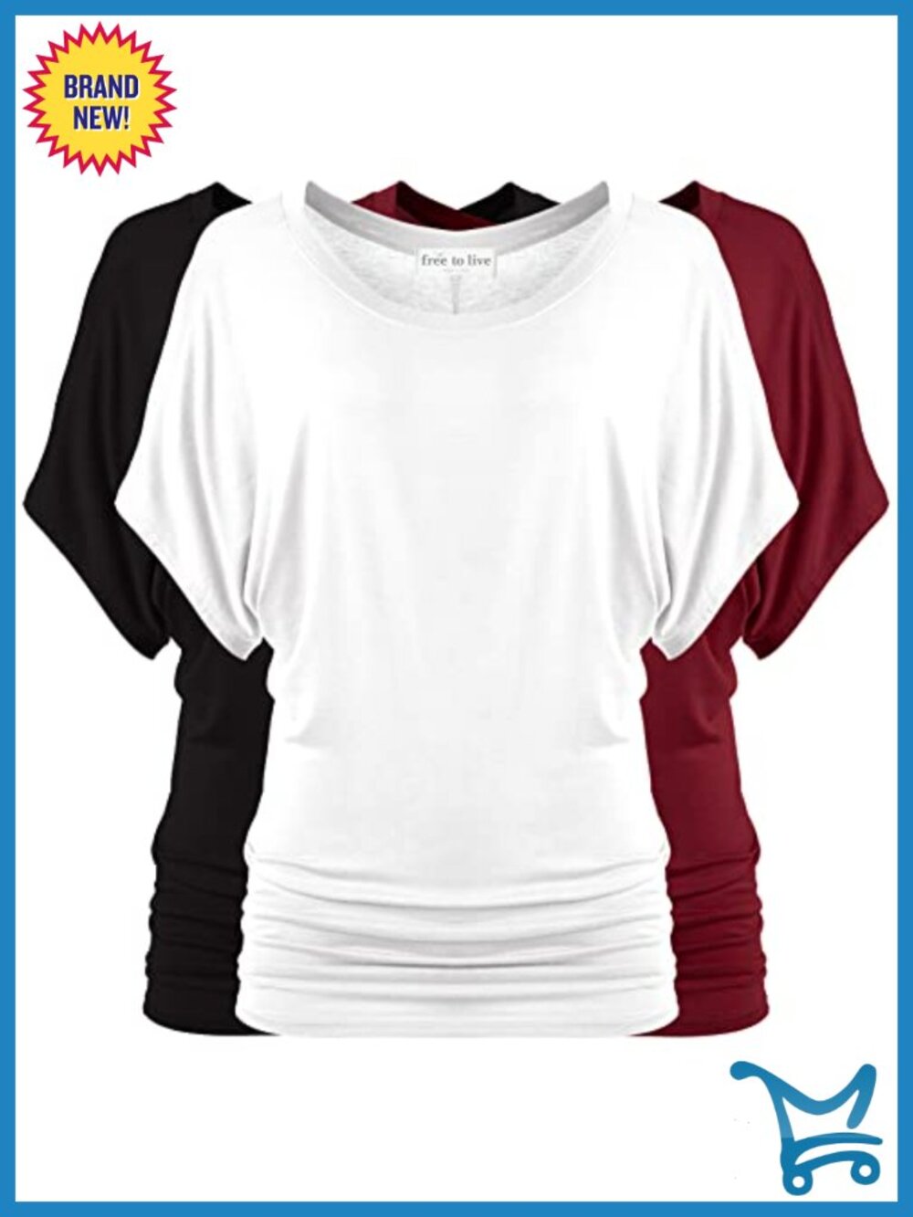 Women's Dolman Sleeve Tunic Tops 3 Pack Business Casual Short Sleeve Work Blouse